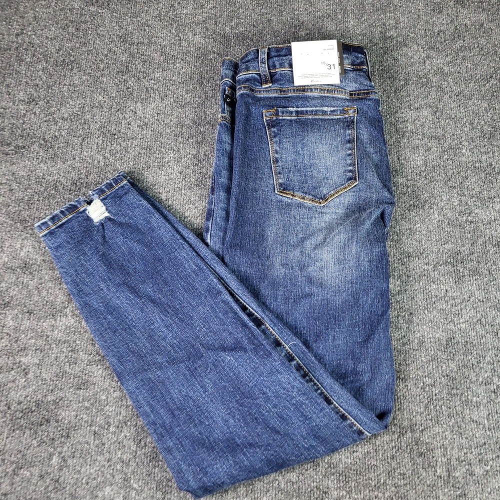 KanCan Mid Rise Super Skinny Distressed Jeans Blue KC5055D Size 15/31